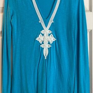 Lilly Pulitzer Turquoise Top with Pink Label